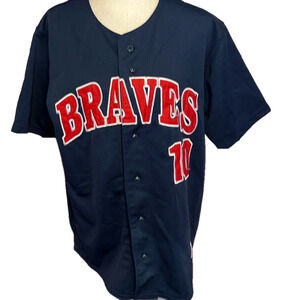 Vintage Men's M Atlanta Braves #10 Chipper Jones Button Front Baseball Jersey